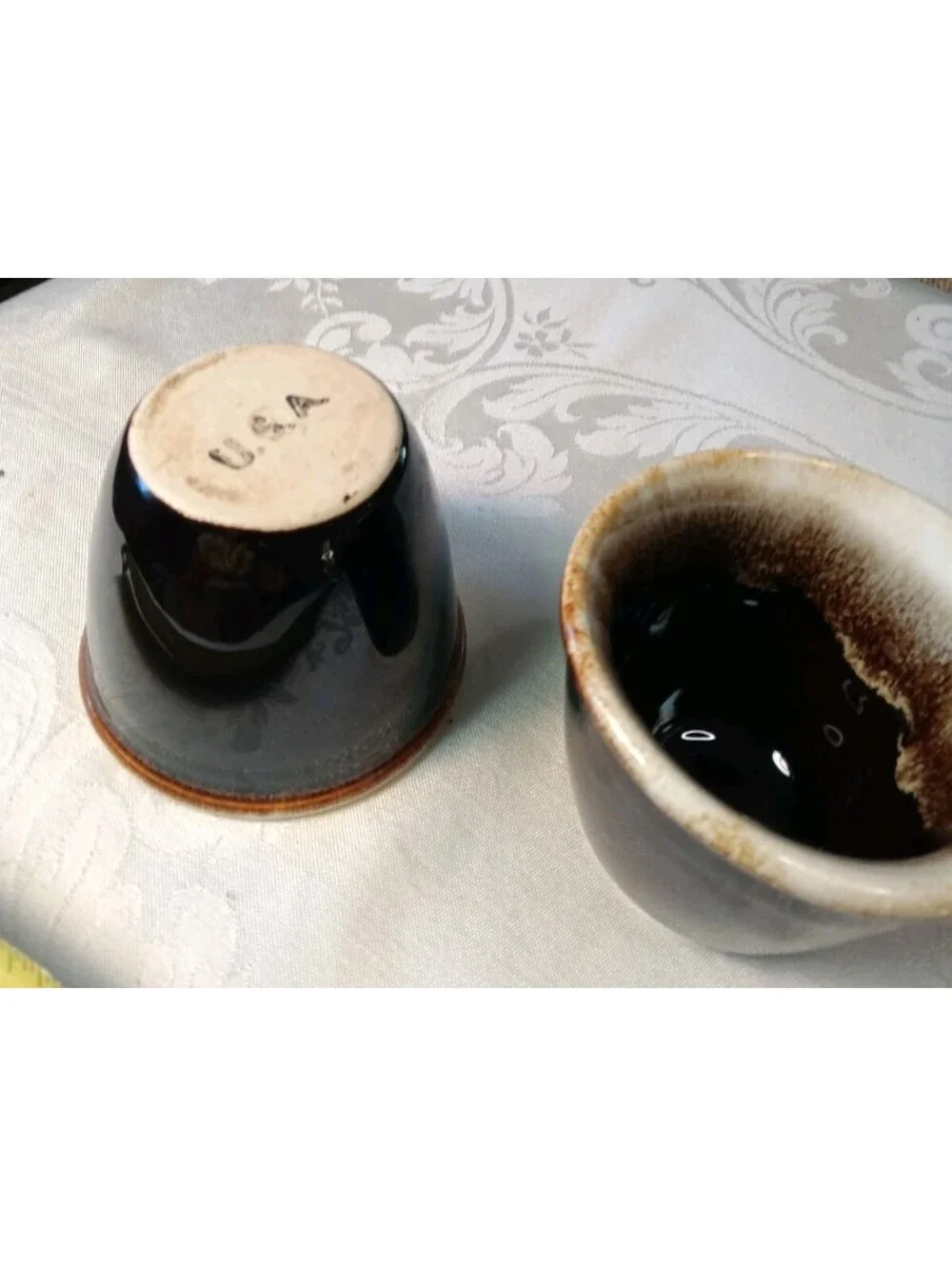 Vintage McCoy Pottery Brown Drip Glaze Custard Cups Ramekins USA 2010 Set of 2